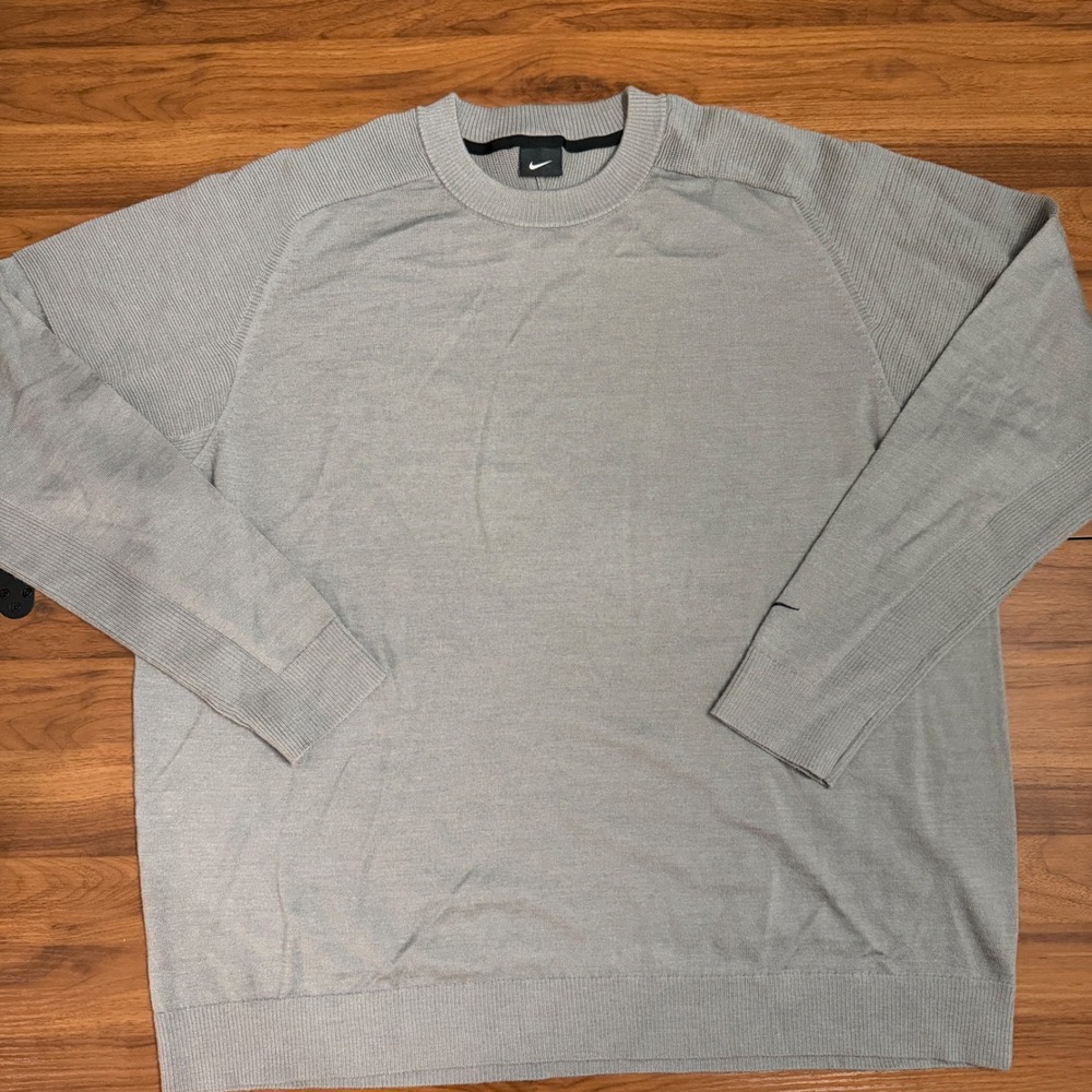 Nike Tiger Woods TW Crewneck Golf Sweater Grey Wool Blend Mens 2XL